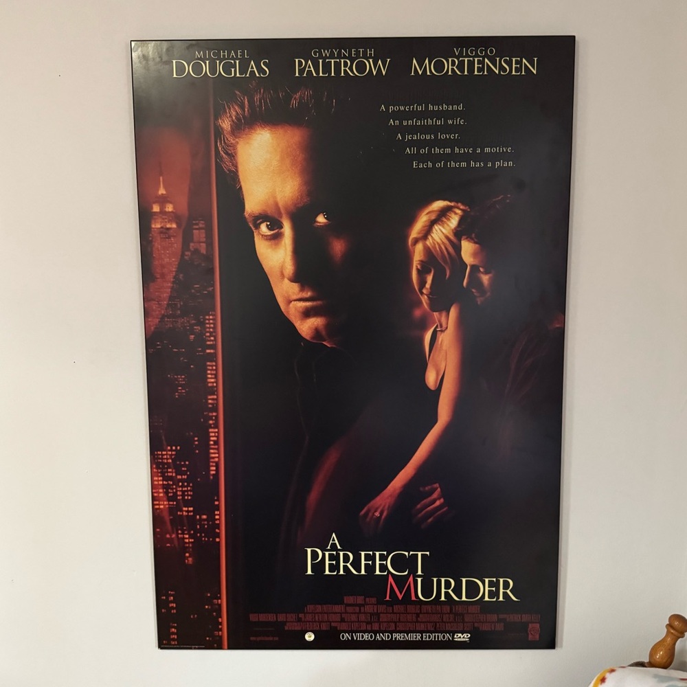 Vintage A Perfect Murder Movie Promotion Poster Board / 1998 / 39x27
